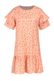 Apricot Fashion Casual Dot Print Patchwork O Neck Short Sleeve Dress Dresses