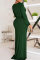 Green Fashion Sexy Solid Split Joint Slit V Neck Long Sleeve Dresses