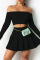 Black Sexy Casual Solid Backless Off the Shoulder Long Sleeve Two Pieces
