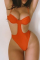 Orange Sexy Vacation Solid Split Joint Swimwears