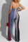 Purple Sexy Striped Print Bandage Split Joint Backless Halter Boot Cut Jumpsuits