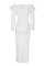White Elegant Solid Patchwork Feathers Beading Off the Shoulder Evening Dress Dresses