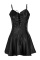 Black Fashion Sexy Solid Strap Design Square Collar Sling Dress