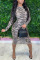 Black Gray Fashion Sexy Print Split Joint O Neck One Step Skirt Dresses