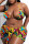 Multicolor Fashion Sexy Print Bandage Backless Halter Plus Size Swimwear Three-piece Set