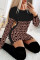 Brown Fashion Casual Print Patchwork O Neck Long Sleeve Dresses