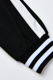 Black Fashion Casual Sportswear Zipper Collar Long Sleeve Regular Sleeve Patchwork Plus Size Set