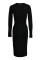 Black Fashion Sexy Regular Sleeve Long Sleeve O Neck Mid Calf Solid Dresses