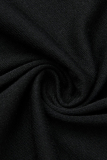 Black Fashion Casual Solid Asymmetrical Turtleneck Long Sleeve Dress