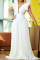 White Fashion Sexy Solid Fold V Neck Evening Dress