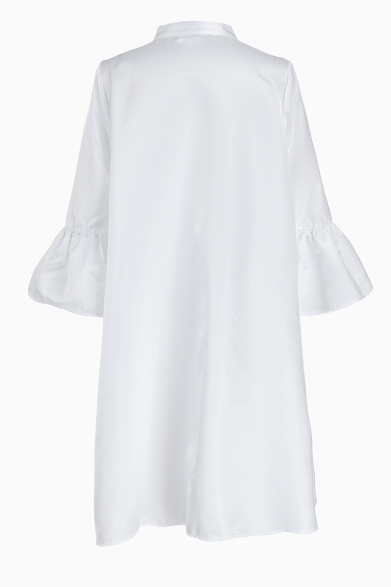 Wholesale White Casual Solid Flounce O Neck Cake Skirt Dresses K29556-1 ...