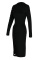 Black Fashion Sexy Regular Sleeve Long Sleeve O Neck Mid Calf Solid Dresses