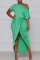 Green Fashion Casual Solid Split Joint O Neck Irregular Dress
