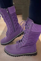 Purple Casual Street Draw String Closed Out Door Leather Shoes
