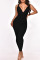 Black Sexy Solid Patchwork Frenulum Fold Asymmetrical One Step Skirt Dresses