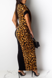 Orange Fashion Leopard Print Tight-Fitting Hip Dress