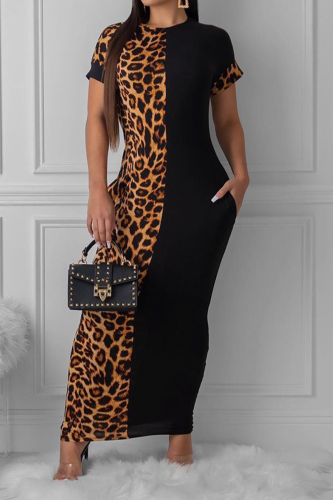 Leopard Print Fashion Leopard Print Tight-Fitting Hip Dress