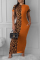 Orange Fashion Leopard Print Tight-Fitting Hip Dress