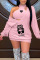 Rose Red Casual Print Patchwork V Neck Long Sleeve Two Pieces