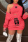 Pink Casual Print Patchwork V Neck Long Sleeve Two Pieces