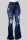 Dark Blue Casual Street Solid Ripped Split Joint High Waist Denim Jeans