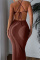 Brownness Fashion Sexy Solid Backless Strap Design Spaghetti Strap Sleeveless Dress