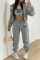 Brown Fashion Casual Letter Print Cardigan Vests Pants Hooded Collar Long Sleeve Three-piece Set