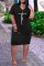 Black Fashion Casual Plus Size Print Basic V Neck Short Sleeve Dress