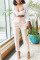 Pink Casual Solid Patchwork Regular High Waist Pencil Solid Color Bottoms