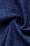 Blue Sexy Hole Pierced Denim Dress
