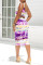 Purple Fashion Sexy Print Tie Dye Basic U Neck Sleeveless Two Pieces