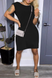 Black Fashion Casual Solid Basic O Neck Sleeveless Dress Dresses