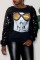 Black Fashion Casual Patchwork Sequins O Neck Tops