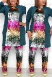 Green Fashion Casual Sequin Stitching Two-piece Set