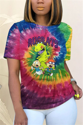 Colorful Fashion Casual Print Short Sleeve T-shirt