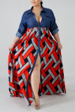 Red Fashion Stitching Retro Plus Size Dress