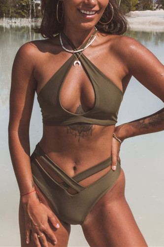 Green Sexy Fashion Hollow Swimsuit Set