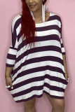 Red Fashion Sexy Striped Short Sleeve Dress