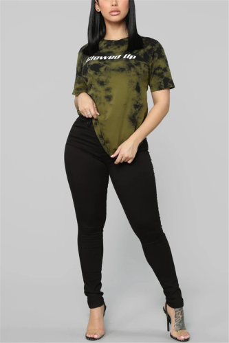 InkGreen Fashion Letter Printed T-shirt Casual Set
