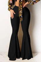 Black Sexy Fashion Casual Lotus Leaf Trousers
