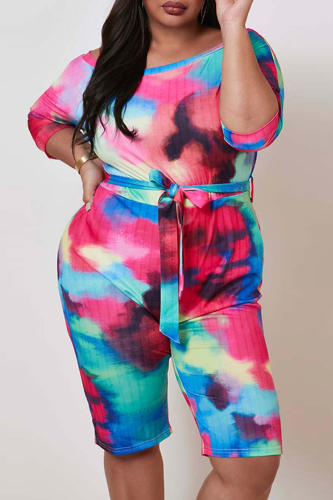 Black Fashion Sexy Printed Plus Size Romper