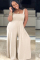 Apricot Casual Solid Sleeveless Slip Jumpsuits