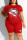 Red Fashion Casual Printed Short Sleeve Shorts Set