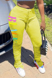 Light Green Fashion Casual Letter Printed Sports Pants