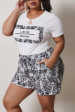 Apricot Fashion Casual Printed Top Shorts Two Piece Set