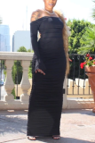 Black Fashion Sexy Halter Top Skirt Two-piece Set