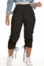Black Fashion Casual Bandage Sports Trousers