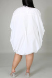 White Fashion Casual Long Sleeve Loose Dress