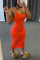 Orange Sexy Backless Sling Slim Dress