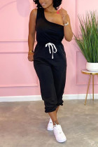 Black Fashion Casual Single Shoulder Sports Set